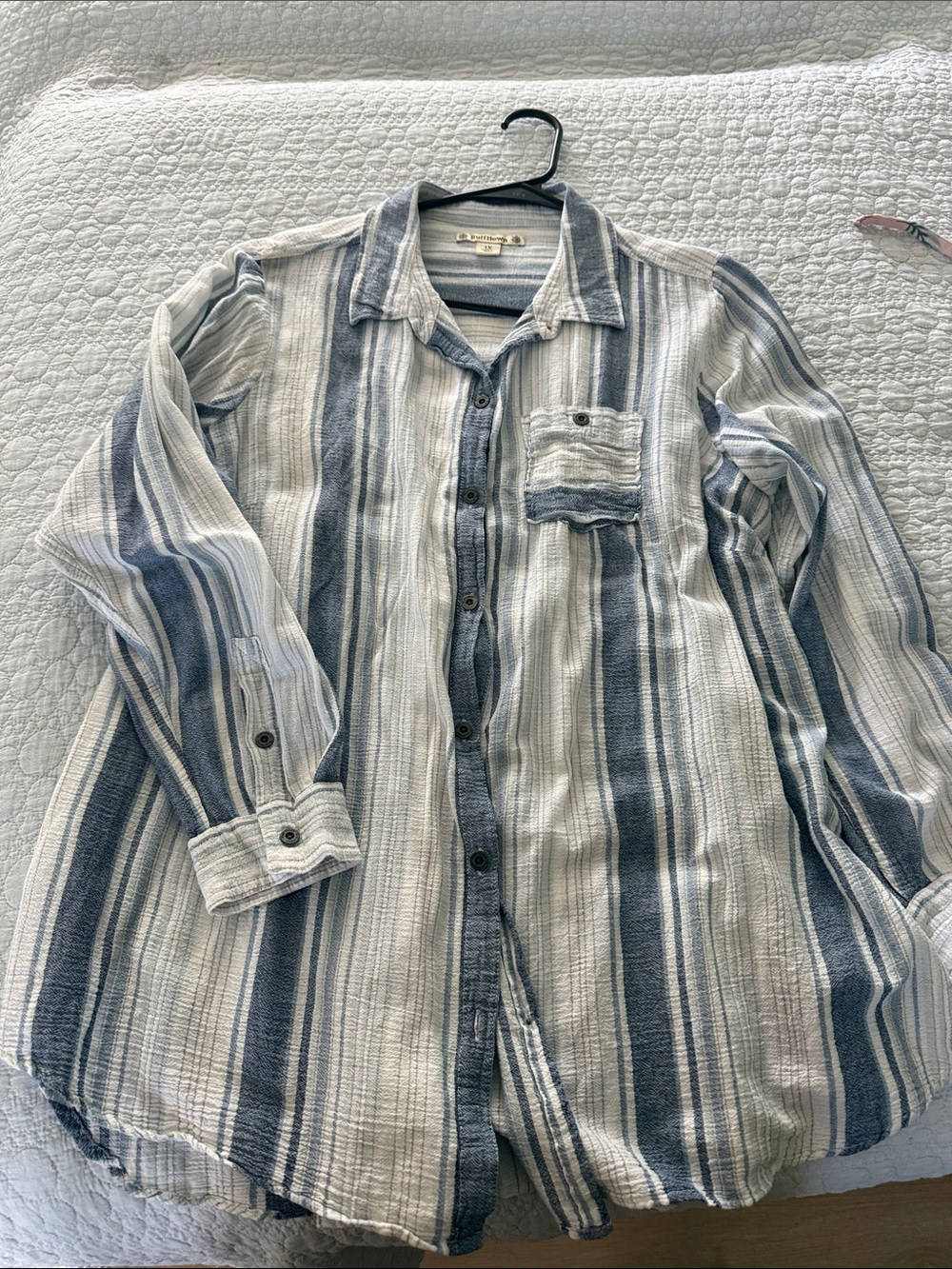 Ruff Hewn Blue and White Striped Button-Down Shirt